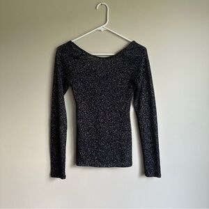 Express Semi Sheer Long Sleeve Sparkle Shirt XS